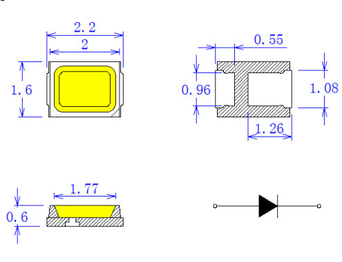 3v 60ma 0.2w 2016 20-30lm PPA Chip Smd Led For Mobile Camera Ligting
